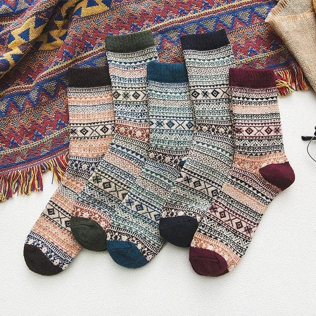 Chaussettes en Laine à Motifs Scandinaves