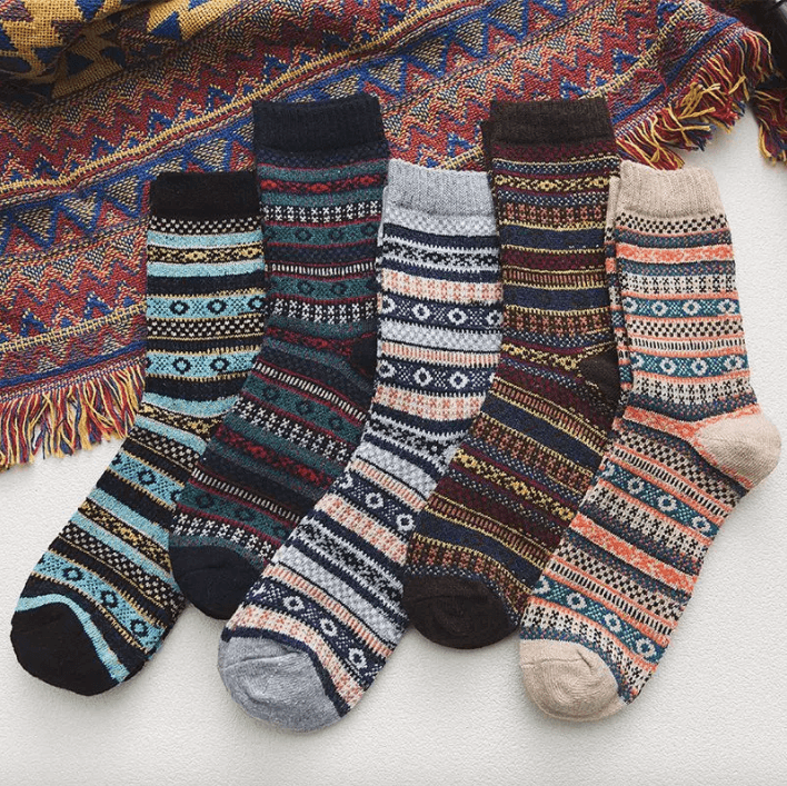 Chaussettes en Laine à Motifs Scandinaves