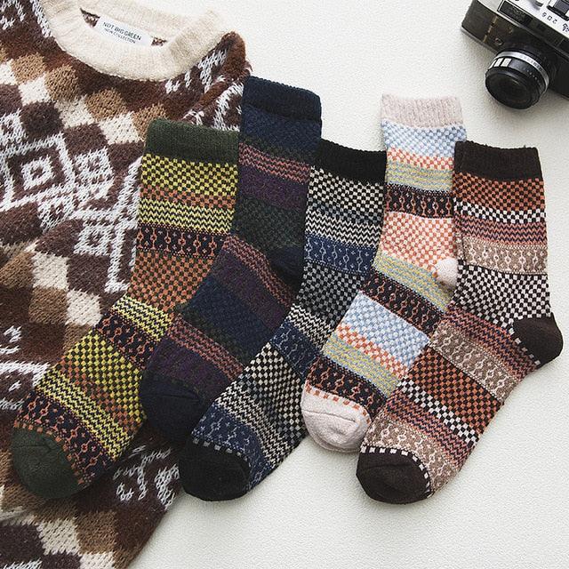 Chaussettes en Laine à Motifs Scandinaves