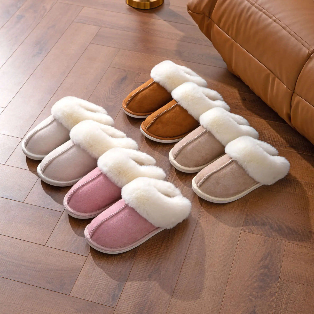 Chaussons Femme en Fausse Fourrure Douce avec Doublure en Coton
