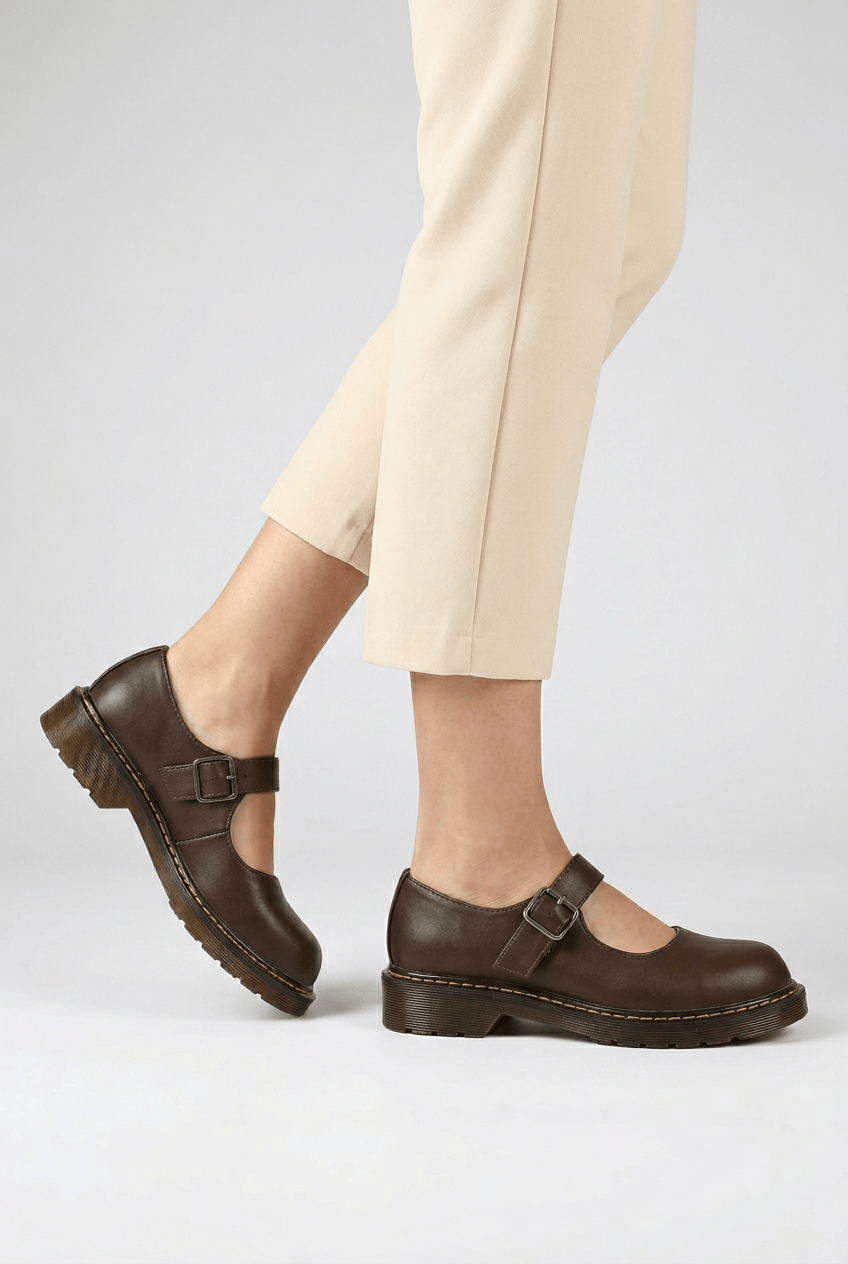 Chaussures Plates à Boucle Bout et Rond Femme
