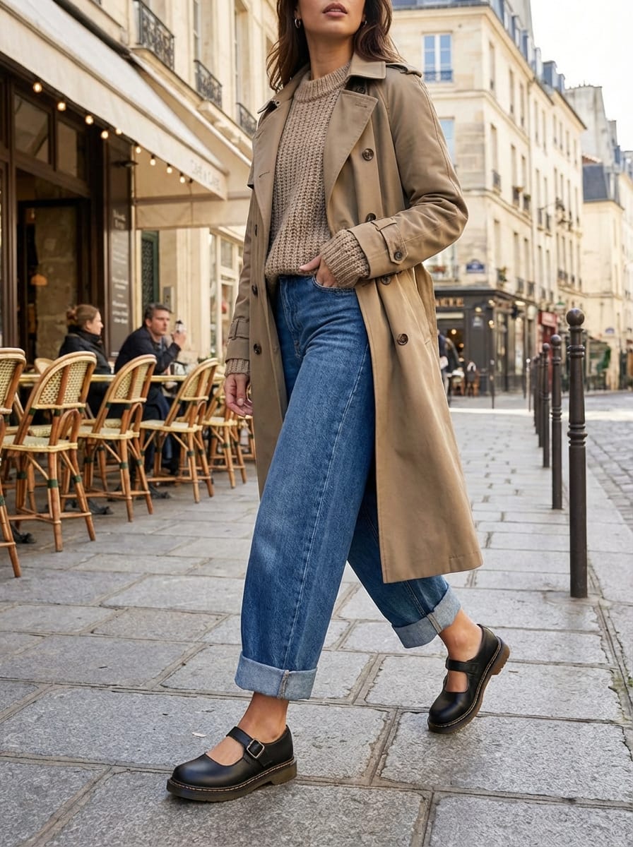 Chaussures Plates à Boucle Bout et Rond Femme