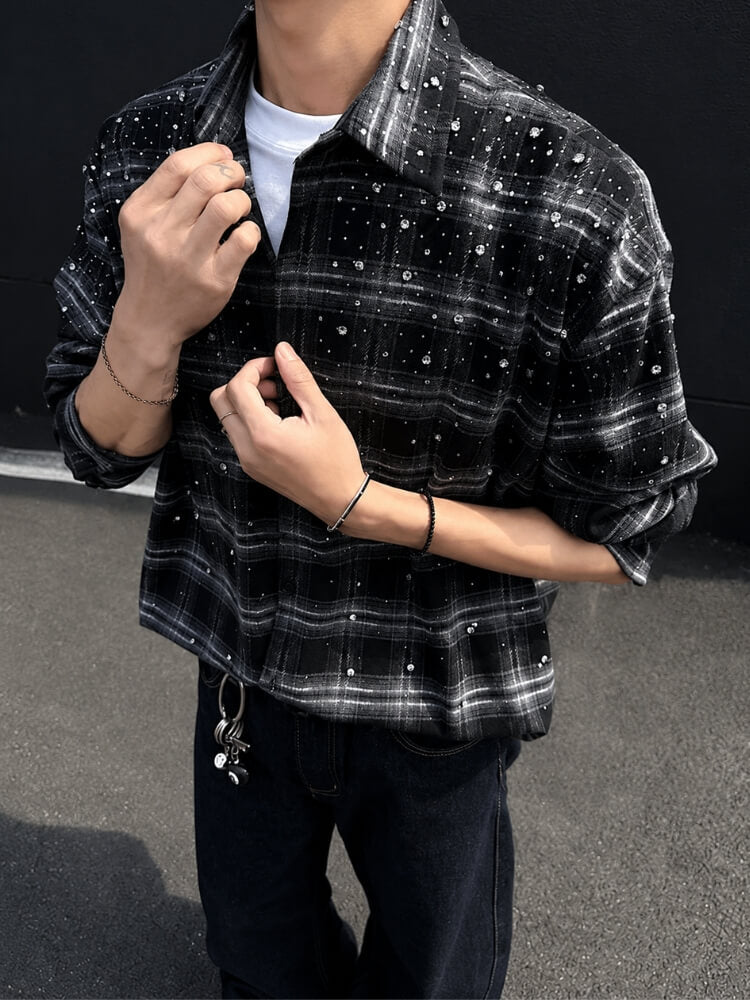 Chemise à Carreaux avec Strass Homme