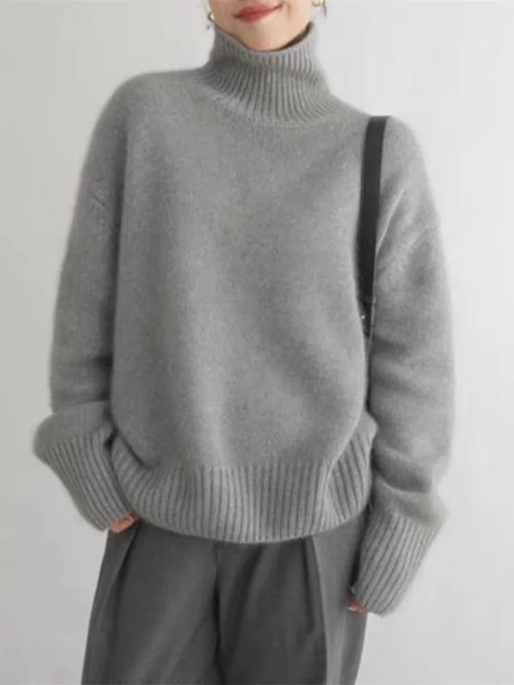Ruœgy Pull Col Roulé Cachemire Femme