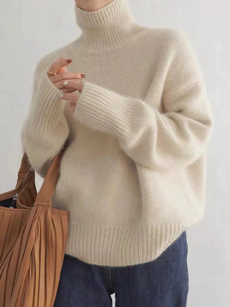 Ruœgy Pull Col Roulé Cachemire Femme