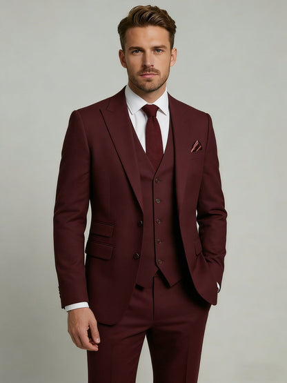 Costume 3 Pièces Coton Mélangé Homme