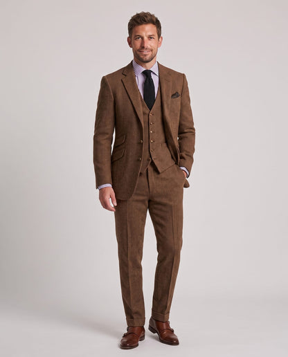 Costume 3 Pièces en Tweed Coupe Ajustée Homme