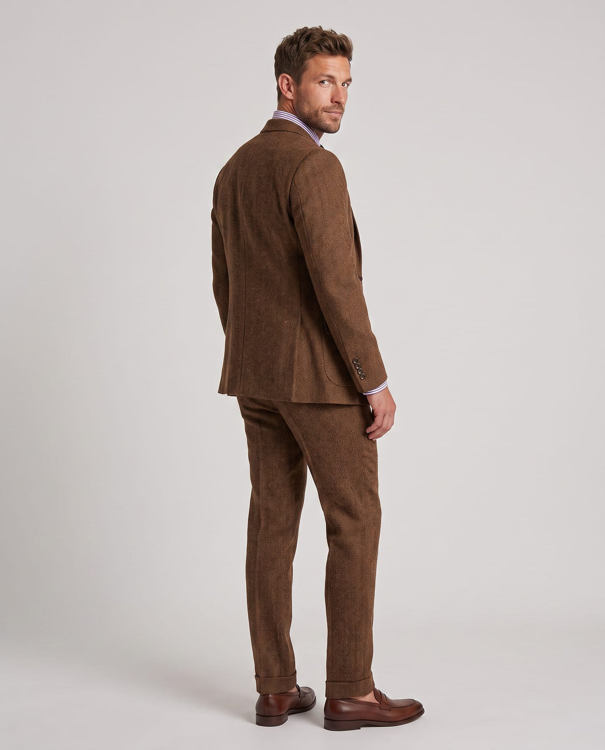 Costume 3 Pièces en Tweed Coupe Ajustée Homme