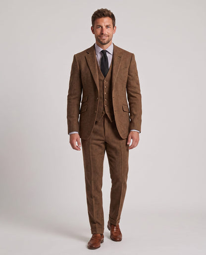 Costume 3 Pièces en Tweed Coupe Ajustée Homme