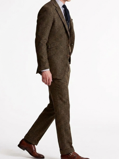 Costume 3 Pièces en Tweed Coupe Ajustée Homme
