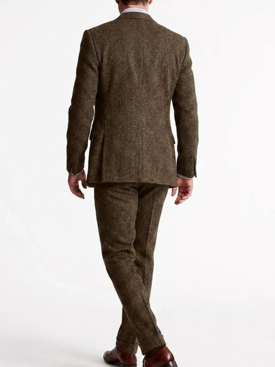 Costume 3 Pièces en Tweed Coupe Ajustée Homme