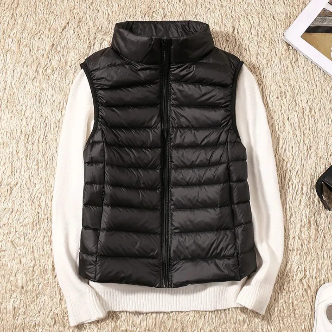 Women's Ultralight, Windproof Sleeveless Puffer Jacket with a Fitted Cut
