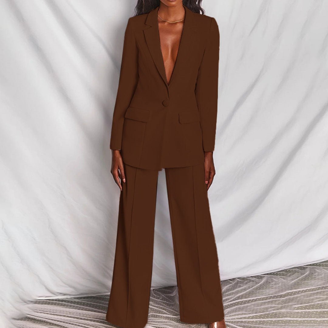 Ensemble Femme Blazer et Pantalon à Coupe Confortable et Silhouette Élégante