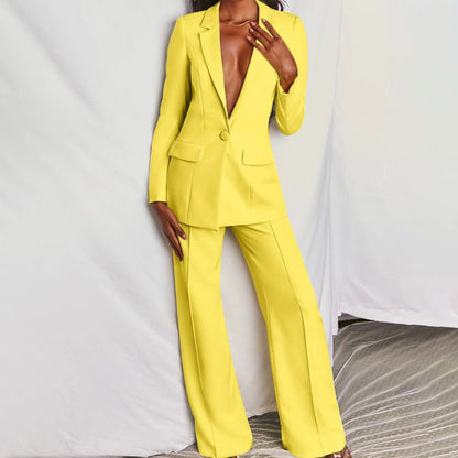 Ensemble Femme Blazer et Pantalon à Coupe Confortable et Silhouette Élégante