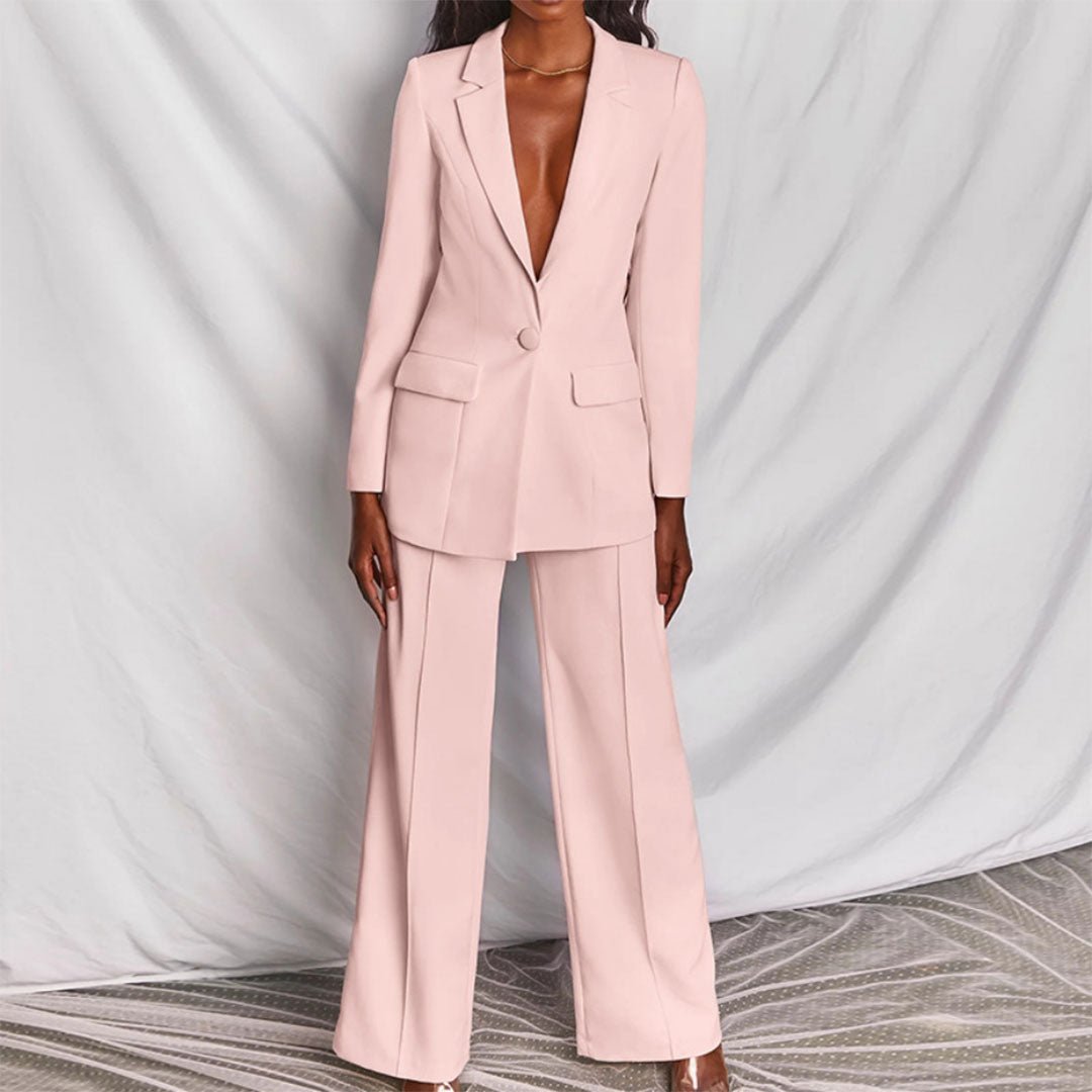 Ensemble Femme Blazer et Pantalon à Coupe Confortable et Silhouette Élégante