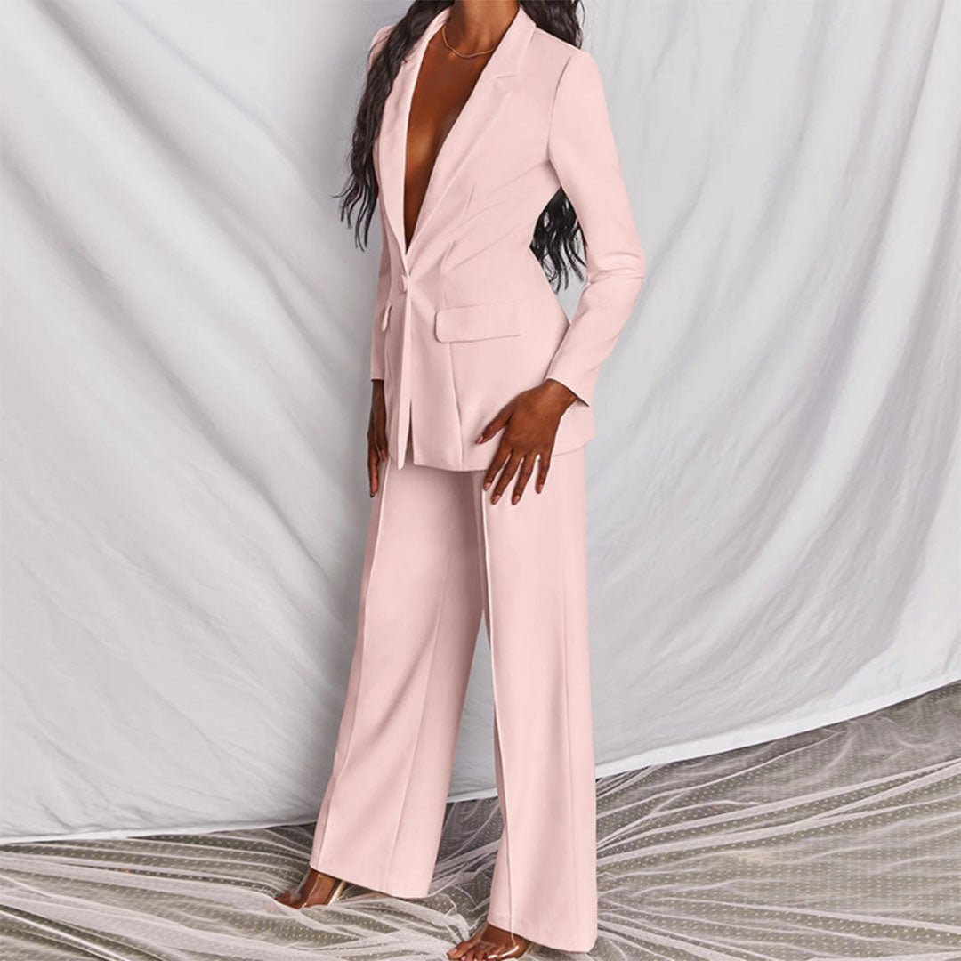 Ensemble Femme Blazer et Pantalon à Coupe Confortable et Silhouette Élégante