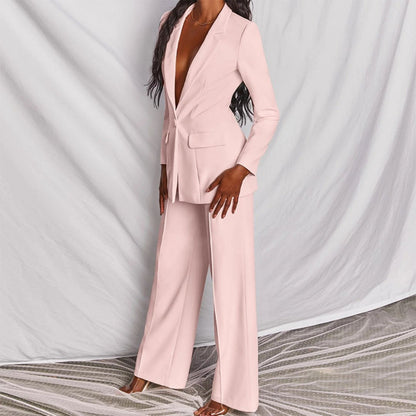 Ensemble Femme Blazer et Pantalon à Coupe Confortable et Silhouette Élégante