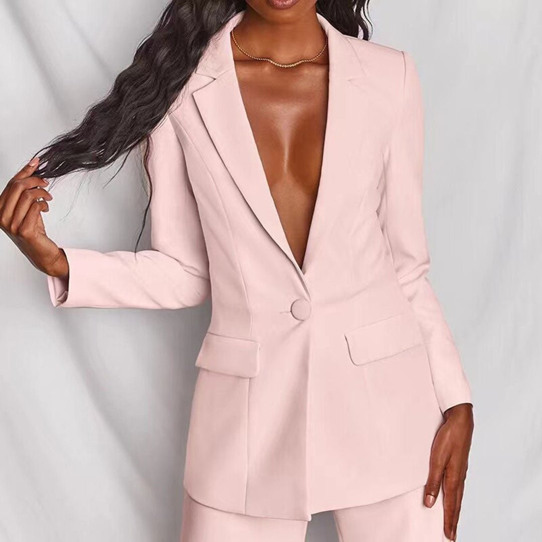 Ensemble Femme Blazer et Pantalon à Coupe Confortable et Silhouette Élégante