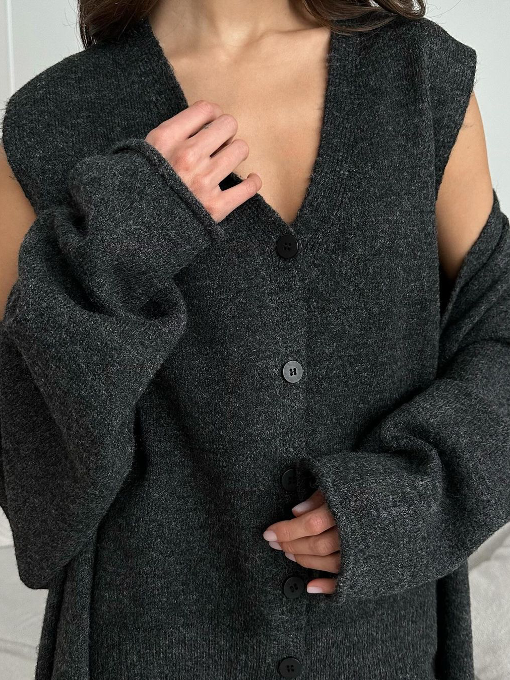 Ensemble Femme 3 Pièces en Maille à Coupe Droite et Design Fendu