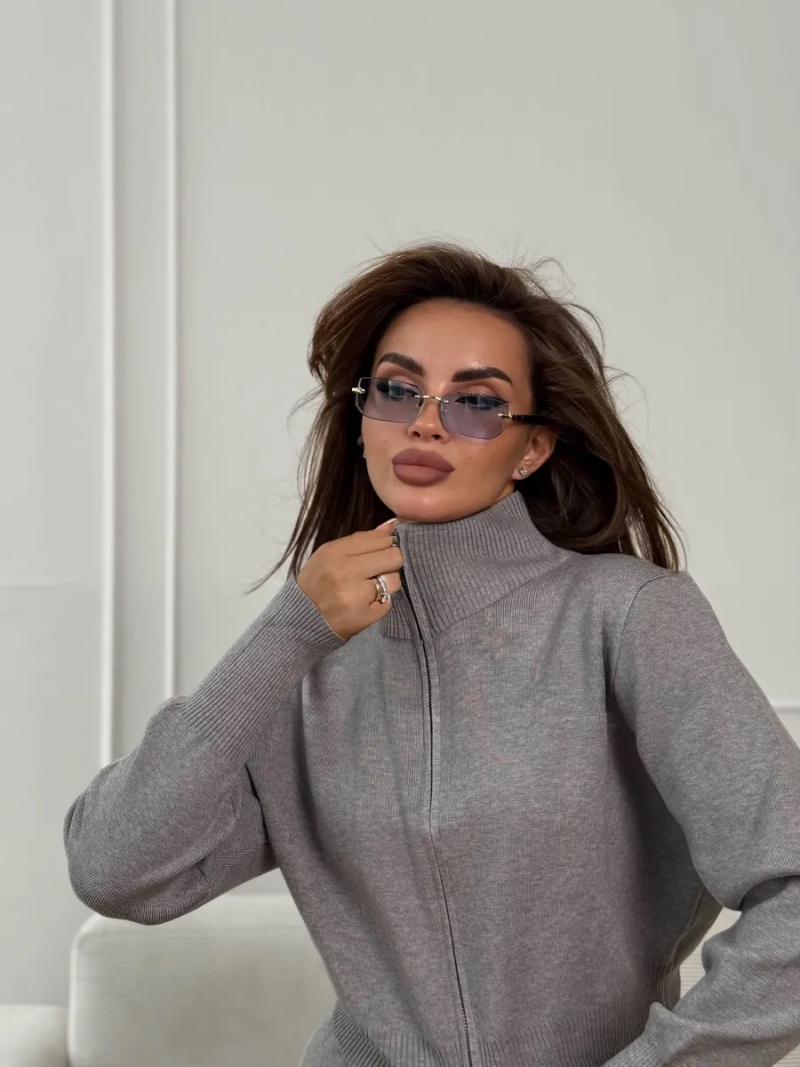 Ensemble Femme Ajusté en Maille à Double Fermeture Zippée