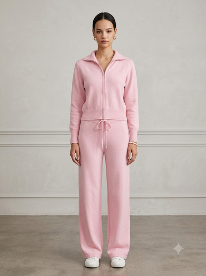 Ensemble Femme Ajusté en Maille à Double Fermeture Zippée