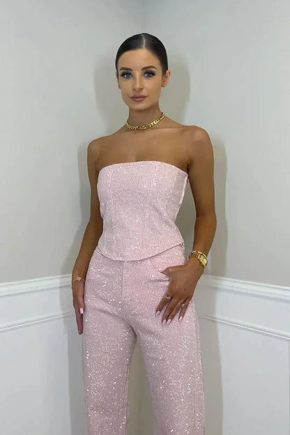 Ensemble Pantalon à Paillettes Femme