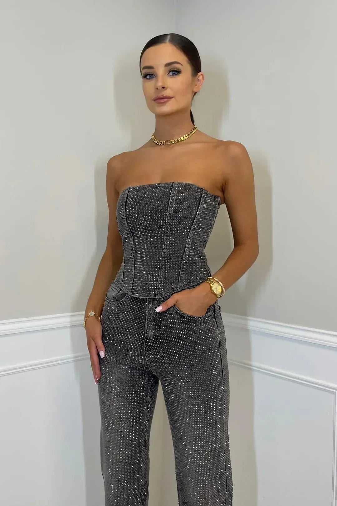 Ensemble Pantalon à Paillettes Femme