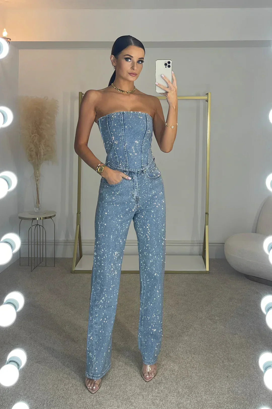 Ensemble Pantalon à Paillettes Femme