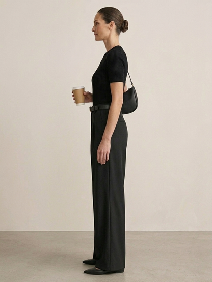 Ruœgy Pantalon Haute á Jambes Larges Femme