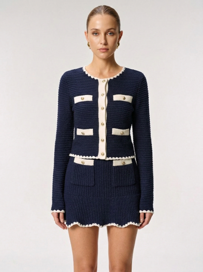Ruœgy Cardigan Tricot Et Jupe Set Femme