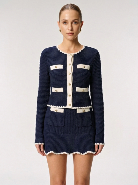 Ruœgy Cardigan Tricot Et Jupe Set Femme