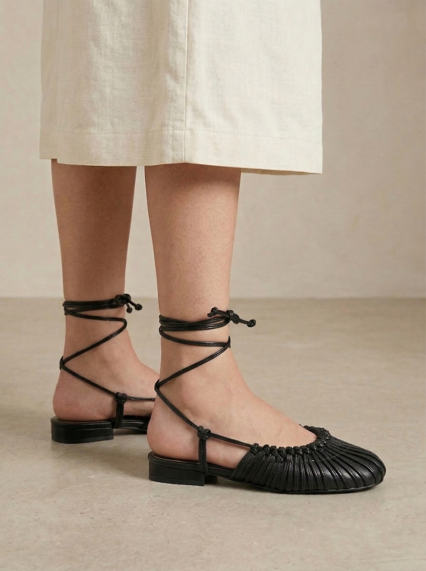 Ruœgy Sandales Cuir Tressé À Lacets Femme