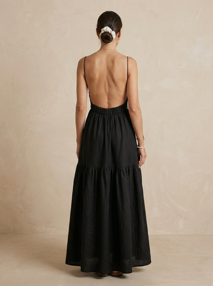 Ruœgy Robe Dos Nu Longue Élégante Femme