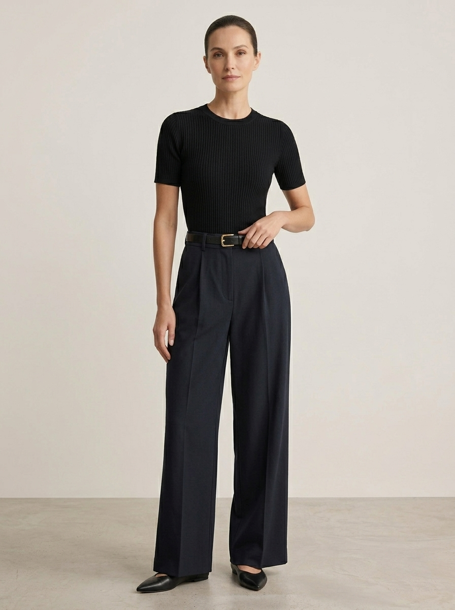 Ruœgy Pantalon Haute á Jambes Larges Femme