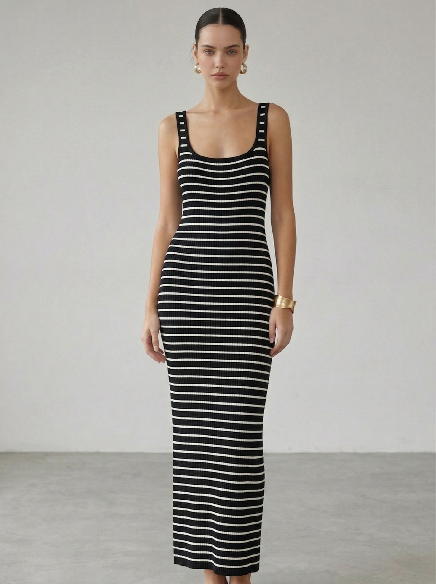 Ruœgy Robe Rayée Longue Old Money Femme