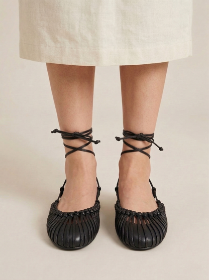 Ruœgy Sandales Cuir Tressé À Lacets Femme