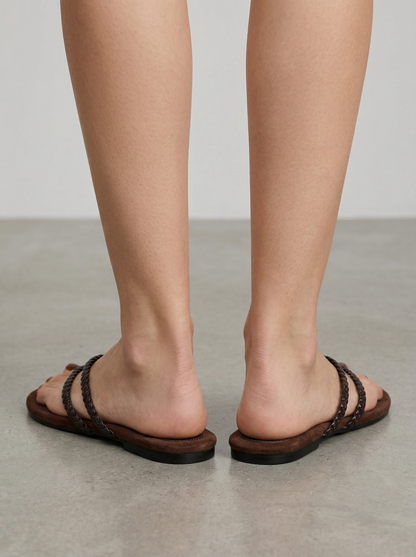 Ruœgy Sandales Plates Tressées Cuir Femme