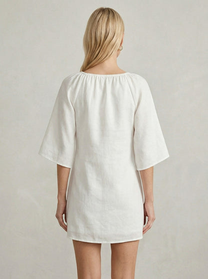 Ruœgy Robe Courte En Lin à Épaules Dénudées Femme