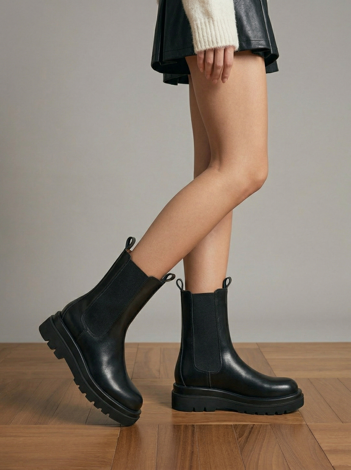 Ruœgy Bottes Plateforme Noires Femme