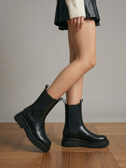 Ruœgy Bottes Plateforme Noires Femme