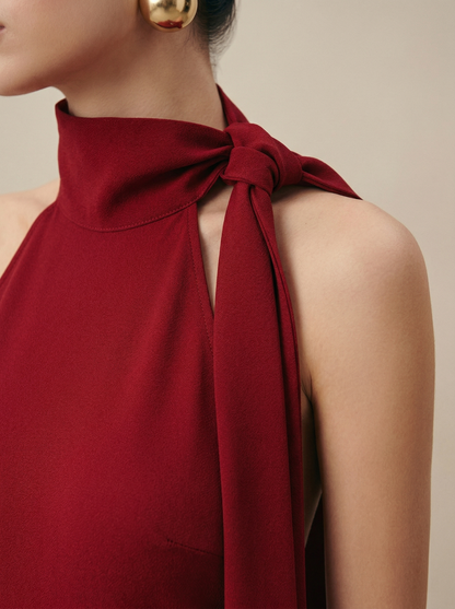 Ruœgy Robe Satin Dos Nu Longue Femme