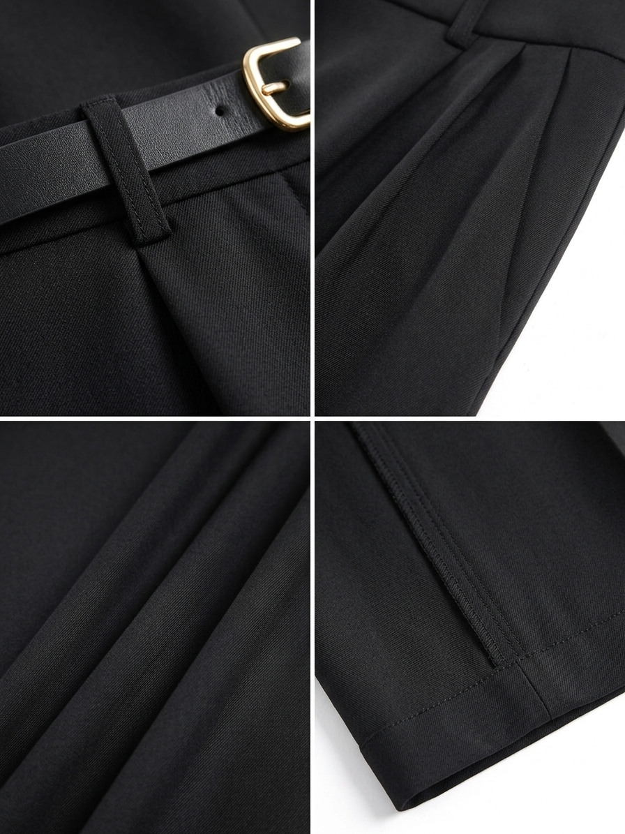 Ruœgy Pantalon Haute á Jambes Larges Femme