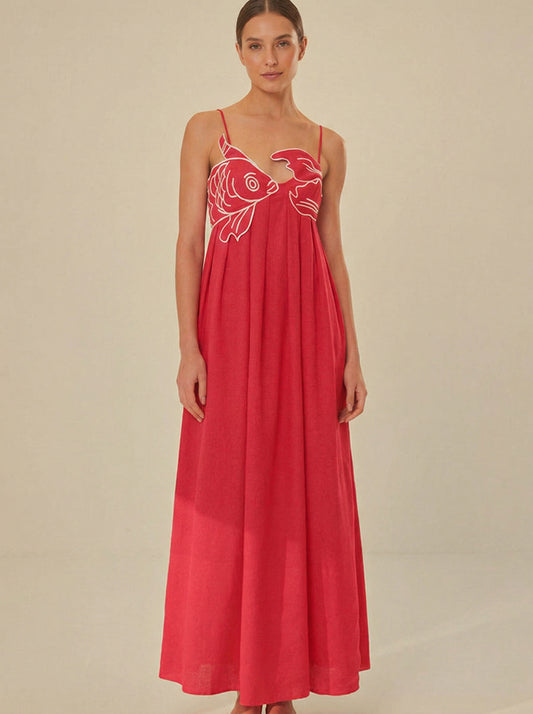 Ruœgy Robe Longue Brodée Femme
