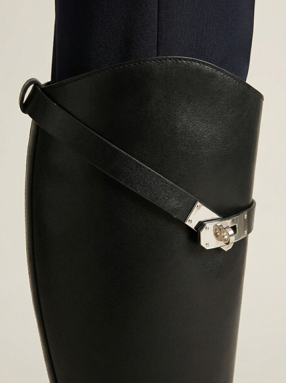 Ruœgy Bottes Noires Genou à Sangle Femme
