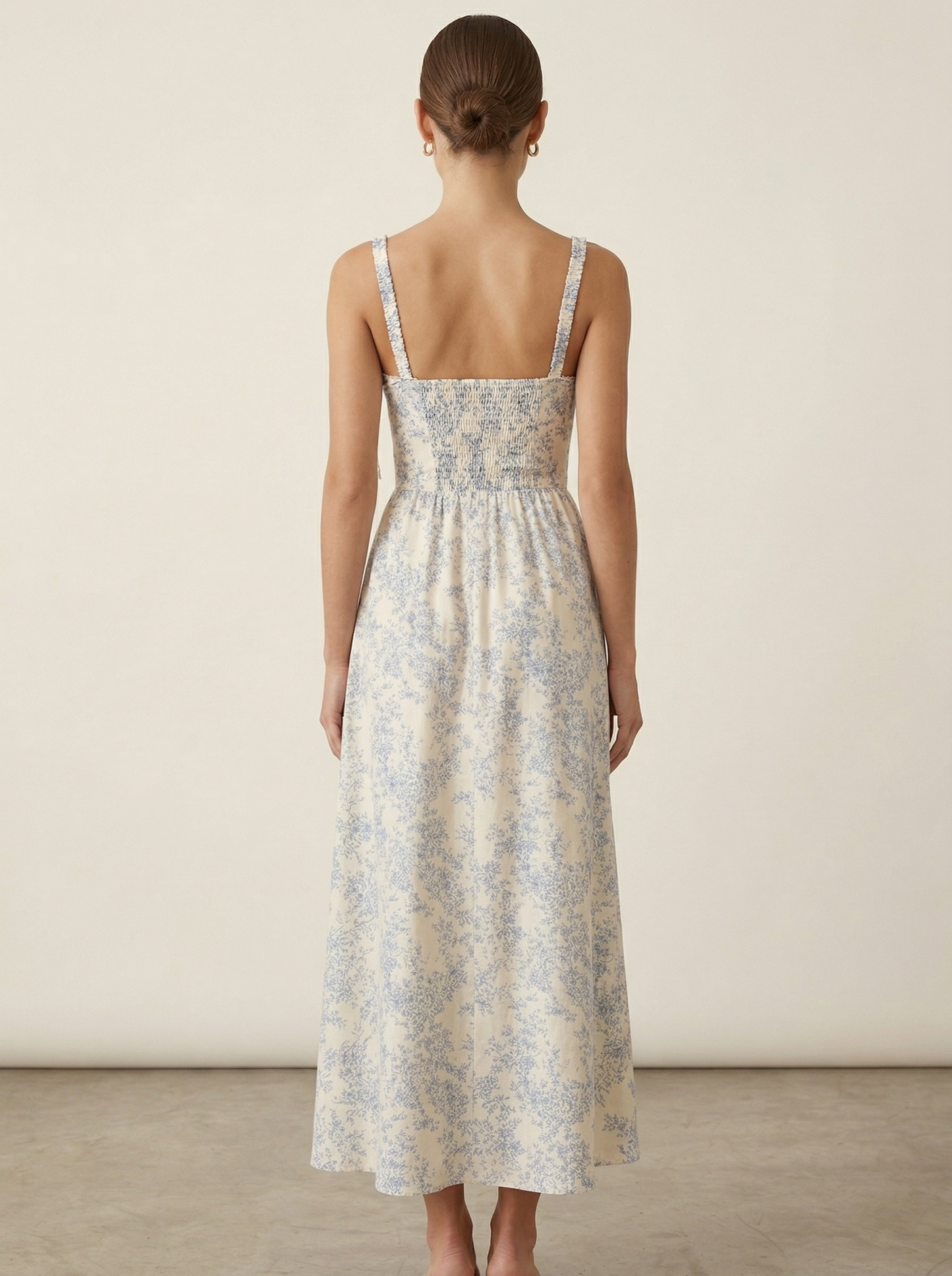 Ruœgy Robe Fleurie Bleu Cami Midi Femme