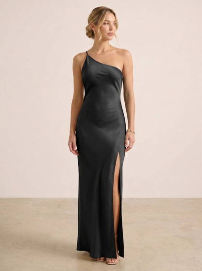Ruœgy Robe Satinée Longue Asymétrique Femme