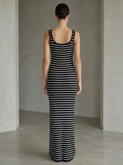 Ruœgy Robe Rayée Longue Old Money Femme