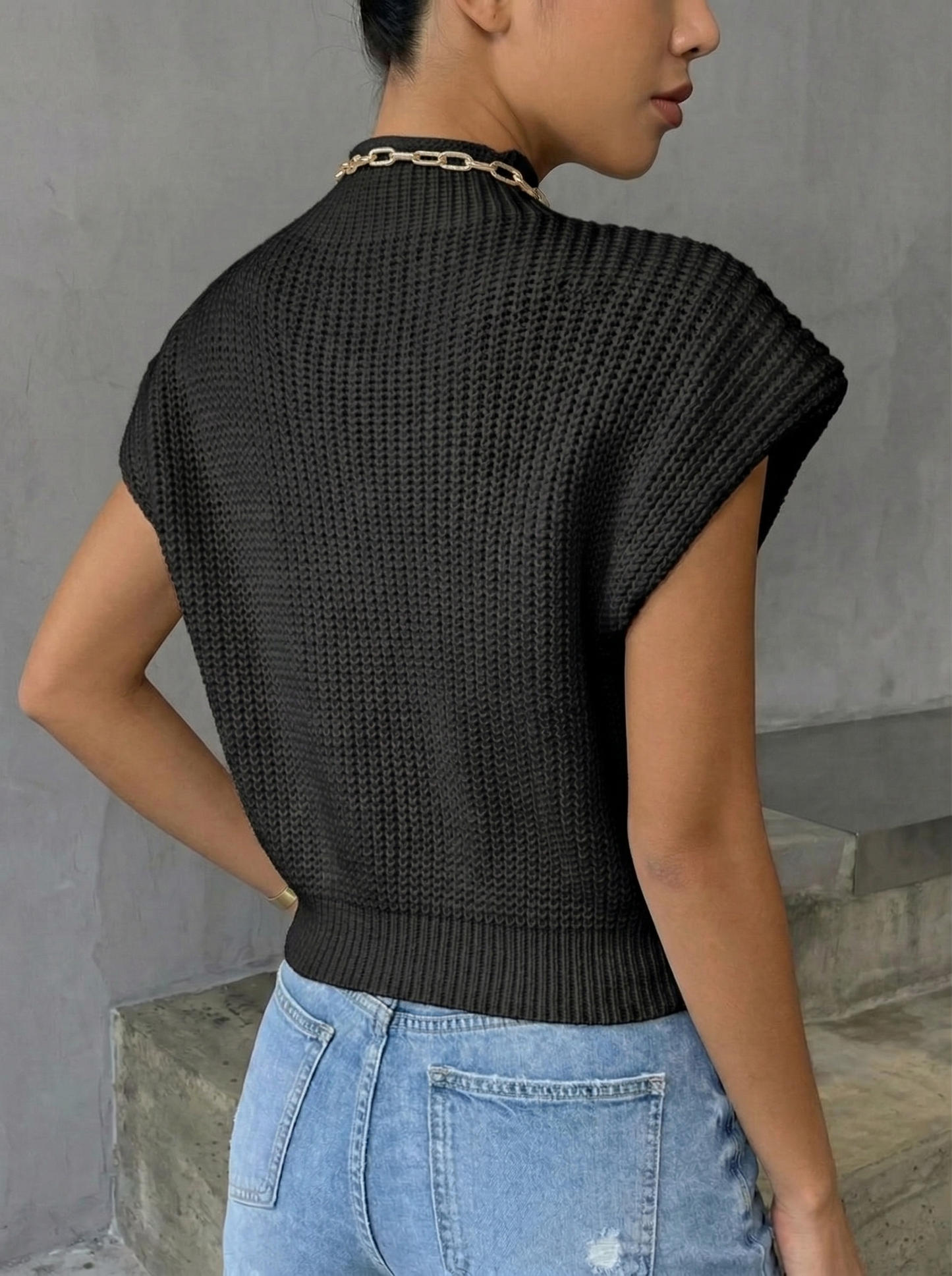 Ruœgy Pull Sans Manches Maille Femme