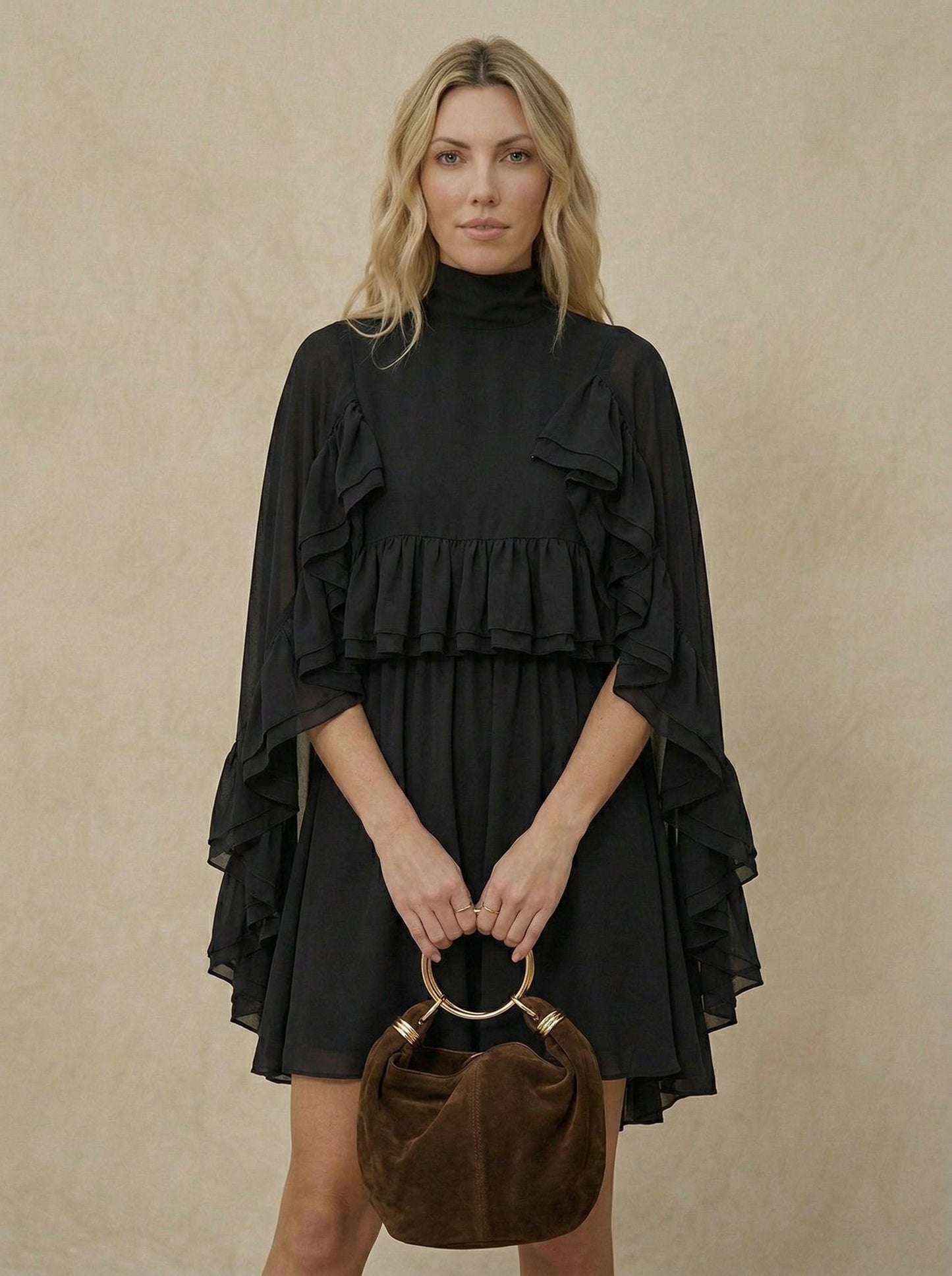Ruœgy Robe à Volants En Mousseline Femme