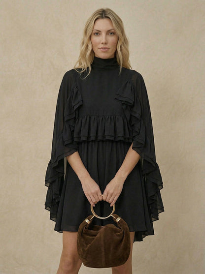 Ruœgy Robe à Volants En Mousseline Femme